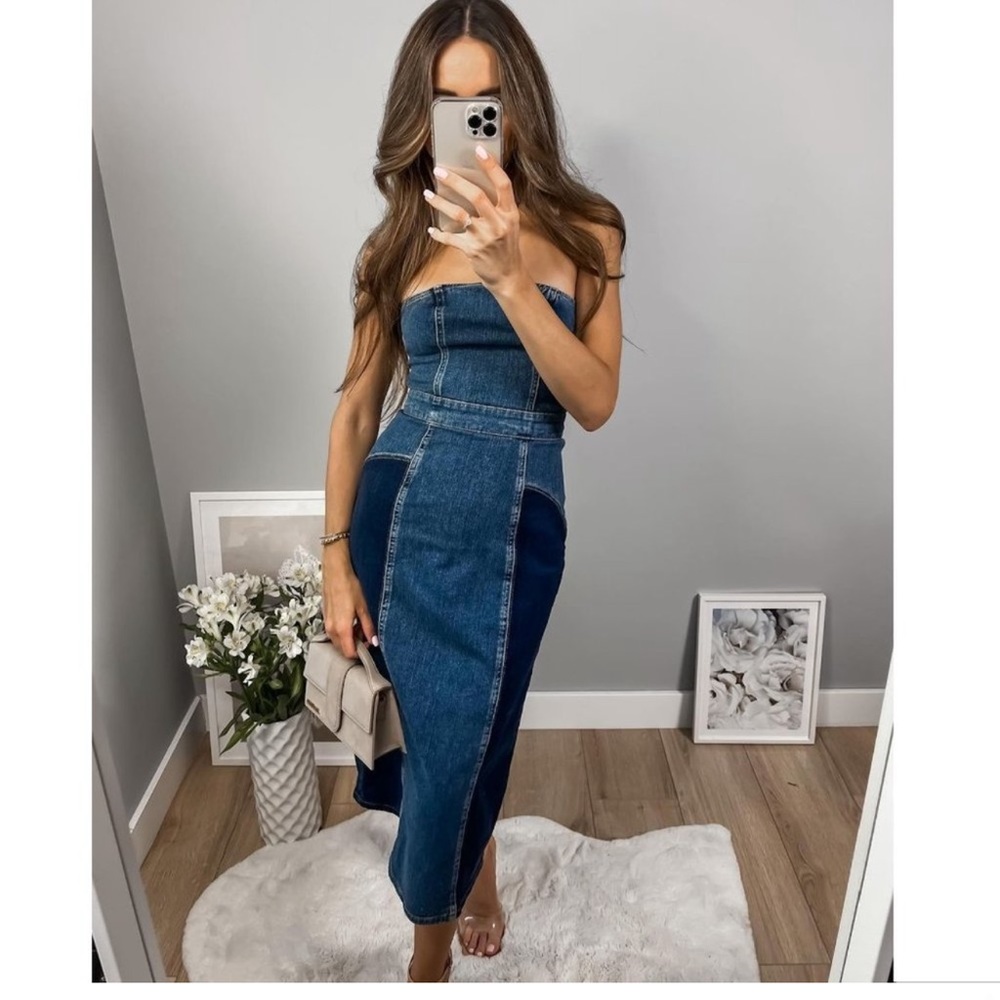 Zara patchwork denim dress